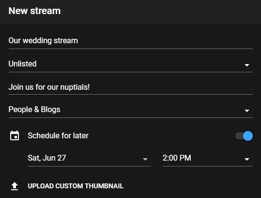 How to broadcast your wedding live on YouTube