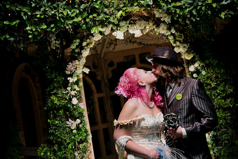 Marissa & Andrew’s pink-haired Vegas wedding with The Hoff