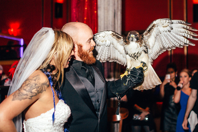 Zombies, Vikings, and a hawk: Shelley & Eric know funny weddings
