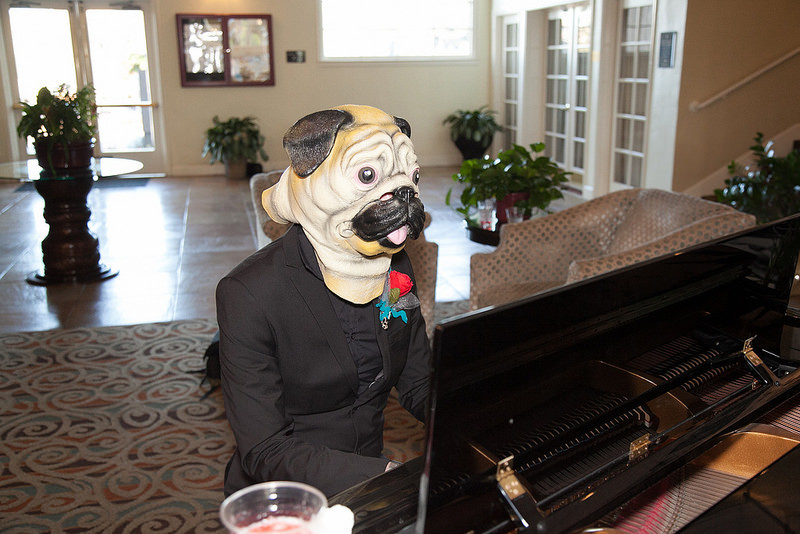 Pugs, brooches, and glamour: Catherine & Chris’ quirky pug lovin’ wedding