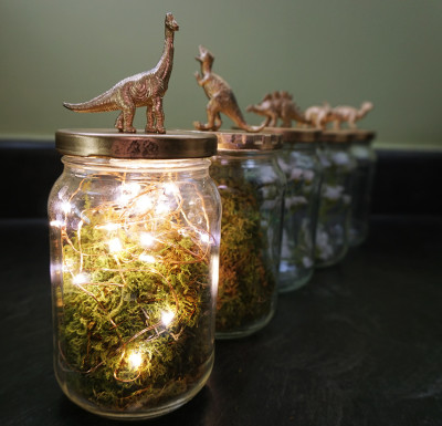 dinosaur jar centerpiece DIY