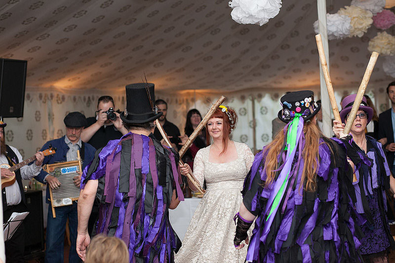 Foliage men, Morris dancing, and a treehouse at this Pagan woodland wedding