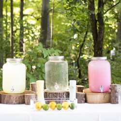 Reception decor at this Battlestar Galactica meets forest wedding as seen on @offbeatbride