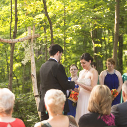 Ceremony at this Battlestar Galactica meets forest wedding as seen on @offbeatbride