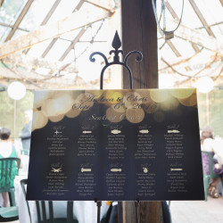 Seating chart at this Battlestar Galactica meets forest wedding as seen on @offbeatbride