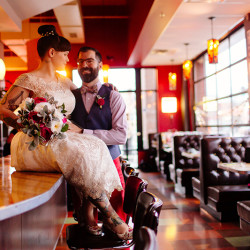 H J WED 0047 - Tiny, gold, and floral: this "cheez-y" weekday wedding in a diner wins Weekday wedding at a diner as seen on @offbeatbride