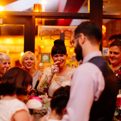 H J WED 0238 - Tiny, gold, and floral: this "cheez-y" weekday wedding in a diner wins Weekday wedding at a diner as seen on @offbeatbride
