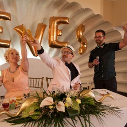 Eves Wedding Photo by C Mudlo Photography18 - This flamingo-themed pool party wedding is LIFE Flamingo-themed pool party wedding as seen on @offbeatbride