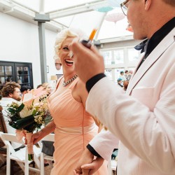 Eves Wedding Photo by C Mudlo Photography6 - This flamingo-themed pool party wedding is LIFE Flamingo-themed pool party wedding as seen on @offbeatbride