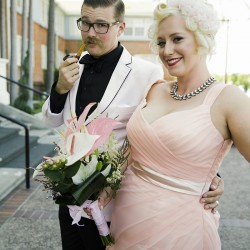 Eves Wedding Photo by Justin Nunez Studio11 - This flamingo-themed pool party wedding is LIFE Flamingo-themed pool party wedding as seen on @offbeatbride