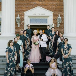 Eves Wedding Photo by Justin Nunez Studio14 - This flamingo-themed pool party wedding is LIFE Flamingo-themed pool party wedding as seen on @offbeatbride