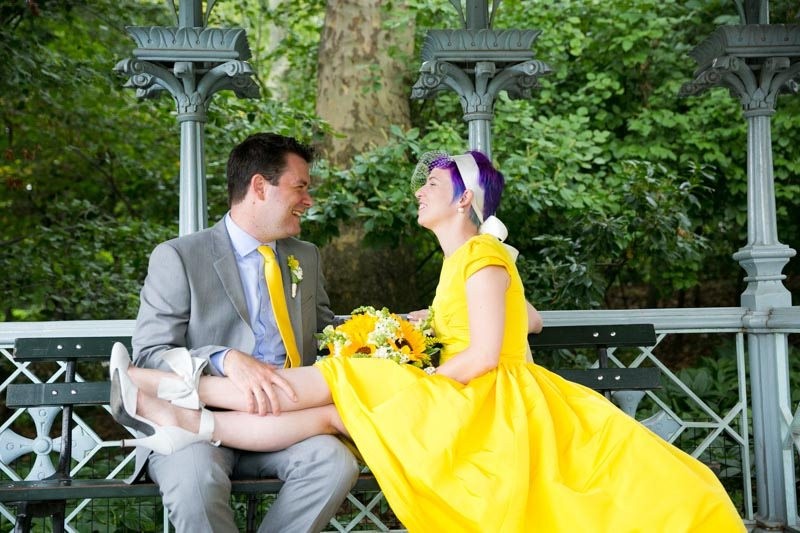 Hop the subway to this NYC park wedding with a yellow dress