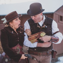 kce 177 - Travel among fictitious worlds at this steampunk engagement shoot Steampunk engagement shoot as seen on @offbeatbride