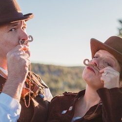 kce 219 - Travel among fictitious worlds at this steampunk engagement shoot Steampunk engagement shoot as seen on @offbeatbride