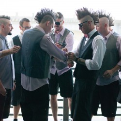 Beard Fanckboner Kates Lens Photography KLPBonerWeddingTBL18of76 low - A mohawked groom gets a huge surprise with a whole crew of mohawk groomsmen Mohawk groomsmen at this Arizona wedding as seen on @offbeatbride #weddings #mohawks