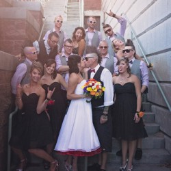 Beard Fanckboner Kates Lens Photography KLPBonerWeddingTBL29of76 low - A mohawked groom gets a huge surprise with a whole crew of mohawk groomsmen Mohawk groomsmen at this Arizona wedding as seen on @offbeatbride #weddings #mohawks