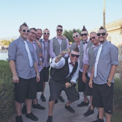Beard Fanckboner Kates Lens Photography KLPBonerWeddingTBL30of76 low - A mohawked groom gets a huge surprise with a whole crew of mohawk groomsmen Mohawk groomsmen at this Arizona wedding as seen on @offbeatbride #weddings #mohawks
