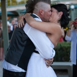 Beard Fanckboner Kates Lens Photography KLPBonerWeddingTBL46of76 low - A mohawked groom gets a huge surprise with a whole crew of mohawk groomsmen Mohawk groomsmen at this Arizona wedding as seen on @offbeatbride #weddings #mohawks