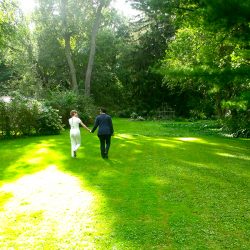 01 - Riley and Anei's Wisconsin backyard wedding This wedding pantsuit is SO worthy of adoration