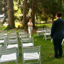 09 - Riley and Anei's Wisconsin backyard wedding This bridal pantsuit is SO worthy of adoration