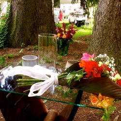 22 1 - Riley and Anei's Wisconsin backyard wedding This wedding pantsuit is SO worthy of adoration