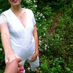 28 1 - Riley and Anei's Wisconsin backyard wedding This wedding pantsuit is SO worthy of adoration