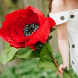 Mastelone Cohen Off BEET Productions 258 low - This huge red flowers + backyard wedding wins all of the style points EVER This huge red flowers + backyard wedding as seen on @offbeatbride #fascinator #hugeflowerbouquet