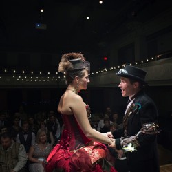 Simmons Sharp Photomuse SHA1502320712 low - The red dress at this theatrical steampunk wedding is LIFE Steampunk wedding as seen on @offbeatbride #steampunk #weddings
