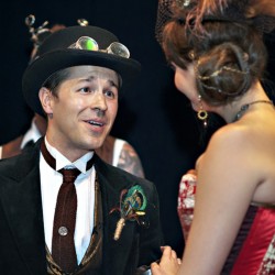 Simmons Sharp Photomuse SHA1502320750 low - The red dress at this theatrical steampunk wedding is LIFE Steampunk wedding as seen on @offbeatbride #steampunk #weddings
