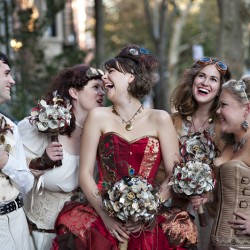 Simmons Sharp Photomuse SHA1502320965 low - The red dress at this theatrical steampunk wedding is LIFE Steampunk wedding as seen on @offbeatbride #steampunk #weddings