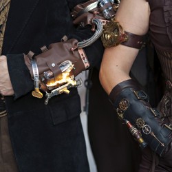 Simmons Sharp Photomuse SHA1502321040 low - The red dress at this theatrical steampunk wedding is LIFE Steampunk wedding as seen on @offbeatbride #steampunk #weddings