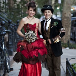 Simmons Sharp Photomuse SHA1502321058 low - The red dress at this theatrical steampunk wedding is LIFE Steampunk wedding as seen on @offbeatbride #steampunk #weddings