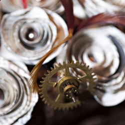 Simmons Sharp Photomuse SHA1502321790 low - The red dress at this theatrical steampunk wedding is LIFE Steampunk wedding as seen on @offbeatbride #steampunk #weddings