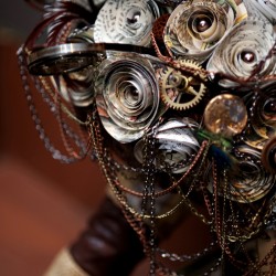 Simmons Sharp Photomuse SHA1502321799 low - The red dress at this theatrical steampunk wedding is LIFE Steampunk wedding as seen on @offbeatbride #steampunk #weddings