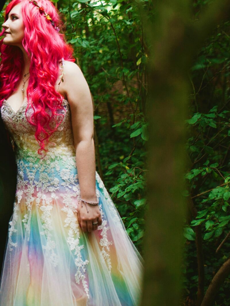 rainbow wedding dress on offbeat bride 4