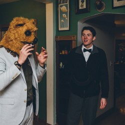 samandjustin 00034 - The handmade masks at this Chicago Halloween wedding are #goals Chicago Halloween wedding as seen on @offbeatbride #wedding #halloween
