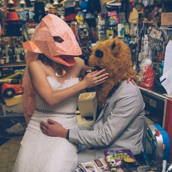samandjustin 00148 - The handmade masks at this Chicago Halloween wedding are #goals Halloween wedding as seen on @offbeatbride #wedding #halloween