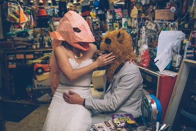 samandjustin 00148 - The handmade masks at this Chicago Halloween wedding are #goals Halloween wedding as seen on @offbeatbride #wedding #halloween
