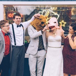 samandjustin 00158 - The handmade masks at this Chicago Halloween wedding are #goals samandjustin 00158