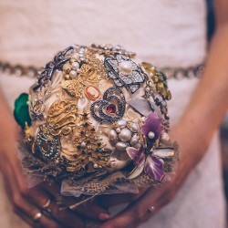 samandjustin 00239 - The handmade masks at this Chicago Halloween wedding are #goals Halloween wedding as seen on @offbeatbride #wedding #halloween