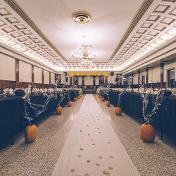 samandjustin 00244 - The handmade masks at this Chicago Halloween wedding are #goals Halloween wedding as seen on @offbeatbride #wedding #halloween