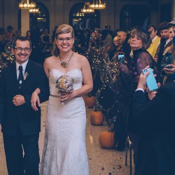 samandjustin 00320 - The handmade masks at this Chicago Halloween wedding are #goals Halloween wedding as seen on @offbeatbride #wedding #halloween