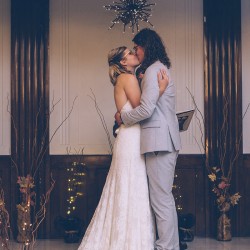 samandjustin 00384 - The handmade masks at this Chicago Halloween wedding are #goals Halloween wedding as seen on @offbeatbride #wedding #halloween