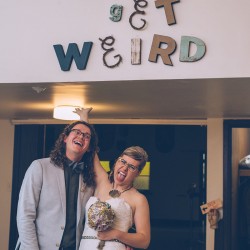 samandjustin 00401 - The handmade masks at this Chicago Halloween wedding are #goals Halloween wedding as seen on @offbeatbride #wedding #halloween