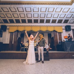 samandjustin 00535 - The handmade masks at this Chicago Halloween wedding are #goals Halloween wedding as seen on @offbeatbride #wedding #halloween