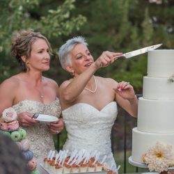 Hatmaker Doherty Stevi Sayler Photography MelissaLaurenWeddingTopPicks113 low - These two ladies (and their flower pooches!) rocked the most beautiful outdoor wedding A beautiful wedding as seen on @offbeatbride #outdoor #wedding #lgbt