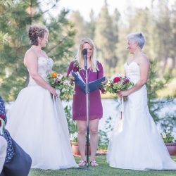 Hatmaker Doherty Stevi Sayler Photography MelissaLaurenWeddingTopPicks37 low - These two ladies (and their flower pooches!) rocked the most beautiful outdoor wedding A beautiful outdoor wedding as seen on @offbeatbride #outdoor #wedding #lgbt