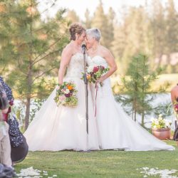 Hatmaker Doherty Stevi Sayler Photography MelissaLaurenWeddingTopPicks52 low - These two ladies (and their flower pooches!) rocked the most beautiful outdoor wedding A beautiful wedding as seen on @offbeatbride #outdoor #wedding #lgbt