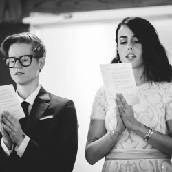 queerbuddhistwedding024 - Wait until you see this Catskills Buddhist wedding with prom-themed reception Catskills wedding with prom-themed reception as seen on @offbeatbride #catskills #wedding #lgbt