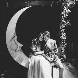 Amy Jake 33 - Be swept away by this vintage woodland wedding Paper moon photo booth as seen on @offbeatbride